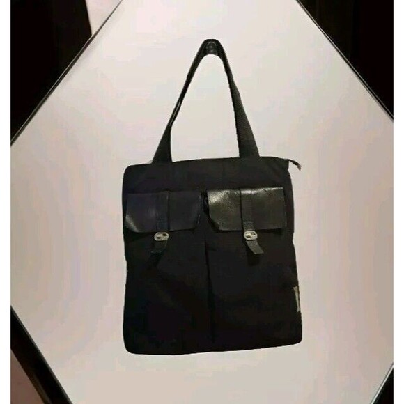 Lapagayo Hobo Shoulder Bag Tall Rectangle Purse Black Faille Fabric Very Large - Picture 2 of 15